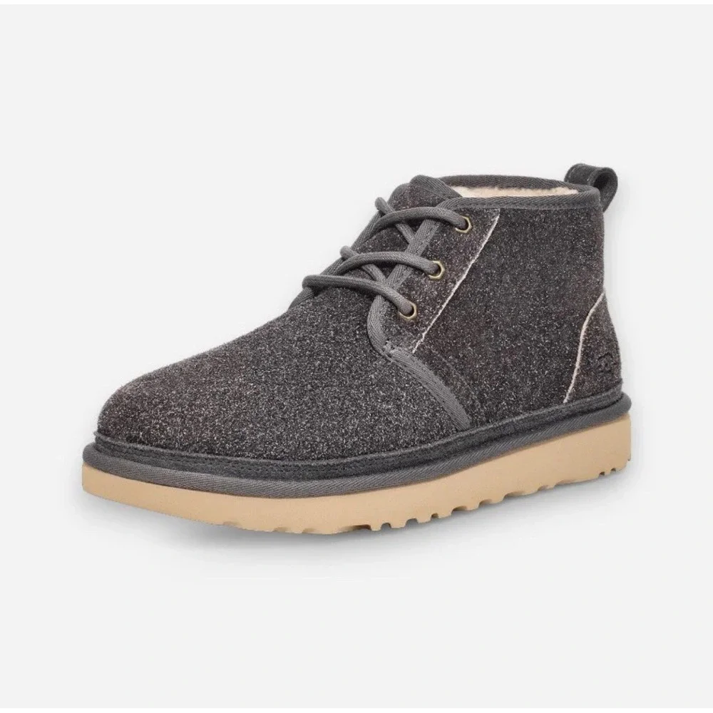 UGG Men's Neumel Shaggy Suede Chukka Boot Lace-up Shoe Dark‎ Grey #1158219 Sz 9